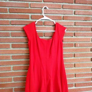 Red midthigh flare dress